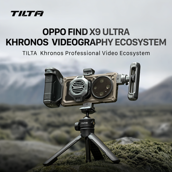 Kit de creación TILTA Khronos para OPPO Find X9 Ultra con adaptador de filtro de 67 mm, mango de enfoque PD, palanca de liberación rápida y trípode.