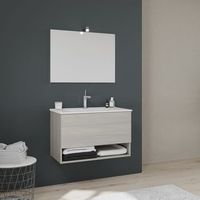 mueble de bano de 80 cm con lavabo de ceramica cajon gris  venecia