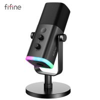 fifine-microfono dinamico usbxlr con boton de silencio tactil conector de auriculares controles de es para pc mezclador de ps54 amplificador de microfono para juegos am8