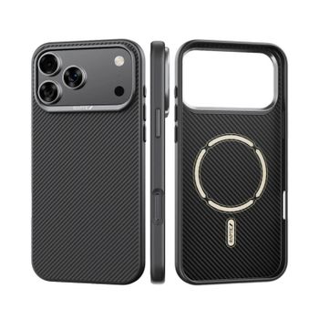 Raptic Funda Compatible Con Magsafe Doble Fibra De Aramida Iphone 17 Pro Max 600d Negro