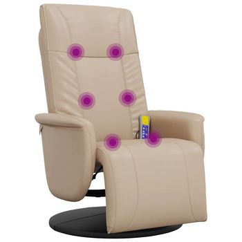 Sillón Reclinable Masaje Reposapiés Cuero Sintético Capuchino Vidaxl
