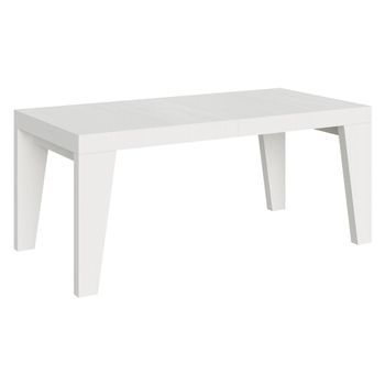 Mesa De Comedor Extensible De Madera Naxo.-color Blanco-soporte 2 Pies-alargaderas -ancho Extensible