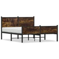estructura de cama sin colchon metal roble ahumado 137x190 cm vidaxl