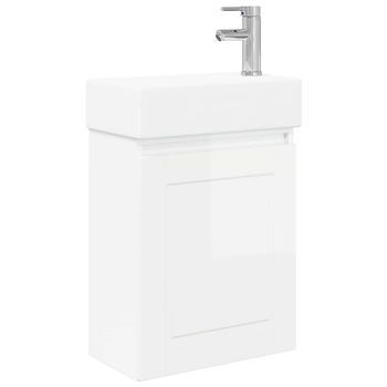 Módulo De Baño Con Grifería Blanco Brillante Vidaxl