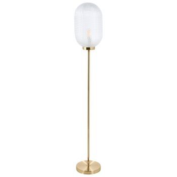 Lámpara De Pie Estilo Glamuroso Moderno Sala De Estar Pantalla De Vidrio Base De Metal Dorado Portero