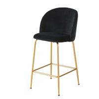 taburete alto de terciopelo reciclado negro y acero de 65 cm