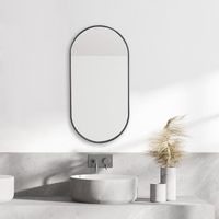 espejo de pared ovalado picciano aluminio - 30 x 60 cm - negro mate encasa