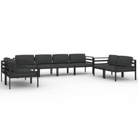set muebles de jardin 8 pzas y cojines aluminio gris antracita vidaxl