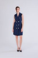 vestido cruzado sin mangas en lona de paracaidas navy
