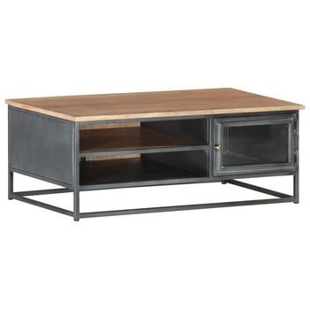 Mesa De Centro De Madera Maciza De Acacia Gris 90x50x35 Cm Vidaxl