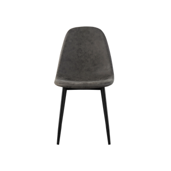 Set De 4 Sillas De Comedor Tapizadas Deana Gris Patas Negras