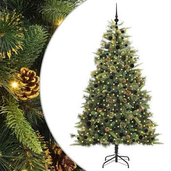 Árbol De Navidad Artificial Con Ramas Plegables Y Conos 210 Cm Vidaxl