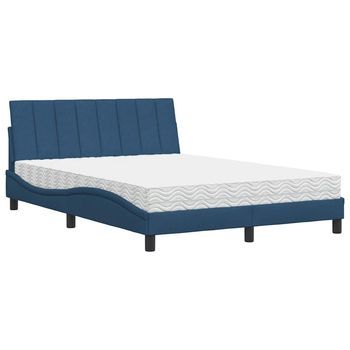 Cama Con Colchón Hanko Tela Azul 120x200 Cm Vidaxl