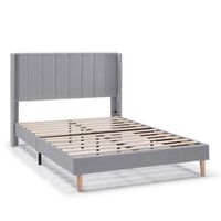 estructura de cama tapizada noelia de 30 cm 150x190 cm gris claro