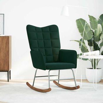 Silla Mecedora | Mecedora De Terciopelo Verde Oscuro