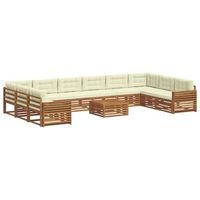 juegos de sofas 11 uds natural y crema madera de acacia solida vidaxl