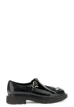 mocasines slip-on con flecos efecto piel arrugada brillante black 40