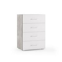 mueble multiusos con 4 cajones blanco con laterales de hormigon