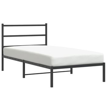 Cama Individual | Cama Para Adulto | Estructura Cama Sin Colchón Con Cabecero Metal Negro 107x203 Cm