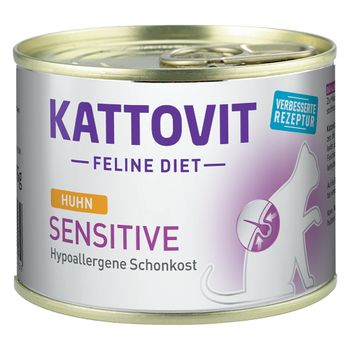 Kattovit Sensitive 12 x 185 g en latas para gatos - Pack Ahorro - 12 x 185 g Pollo