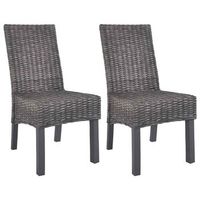 sillas de comedor 2 unidades ratan kubu y madera caoba marron vidaxl