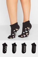 juego 4 pares calcetines tobilleros negros plantas con disenos