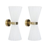 conjunto de 2 lamparas de pared modernas foco pantalla de tela detalles de laton blanco telang
