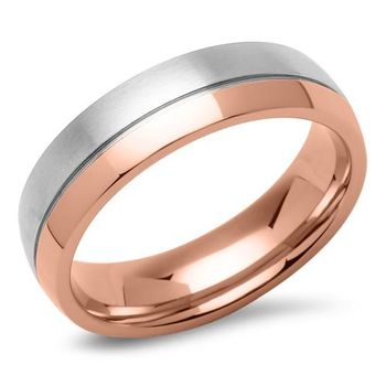 Anillo de hombre bicolor acero inoxidable rosado