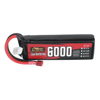 Batería ZOP Power 7.4V 6000mAh 100C 2S LiPo con conector T para coche RC