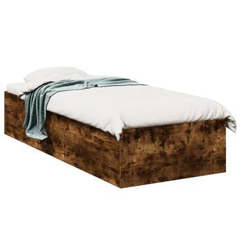 Estructura De Cama Madera De Ingeniería Roble Ahumado 90x190 Cm Vidaxl