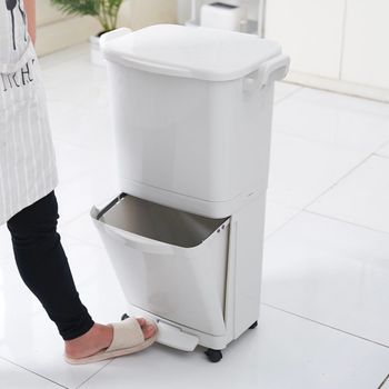 Cubo de basura de cocina de reciclaje blanco  45l