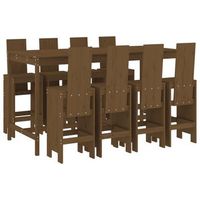 mesa y taburetes altos de jardin 9 pzas madera pino marron miel vidaxl