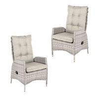 pack 2 sillones ergonomicos resistentes aluminio y ratan sintetico plano color gris claro sillon63x67x120