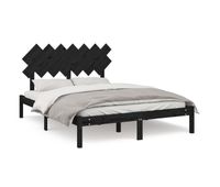 estructura de cama de madera maciza negra 140x190 cm