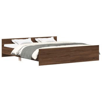 Estructura De Cama Con Cabecero Piecero Roble Marrón 180x200 Cm Vidaxl