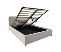 cama canape 140x190 cm con cabecero cubierto de terciopelo beige - livy