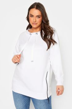 Yours Sudadera Blanca Con Cremalleras Laterales, Mujer Curvy Y Tallas Grandes, Yours