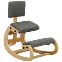 homcom silla ergonomica de rodillas para oficina y hogar de tejido efecto lino contrachapado de abedul gris   aosom espana
