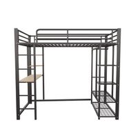 cama alta 90200 - cama infantil con escalera y mesa con suspension simple y compartimentos de almacenamiento - negra