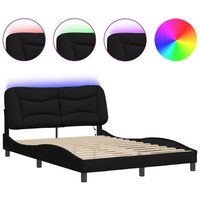 cama matrimonial  cama para adultos  estructura de cama con luces led tela negro 140x190 cm