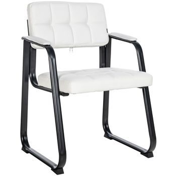 Silla Para Visitas Canada B Simil Cuero Blanco 58x59x84 Cm Clp