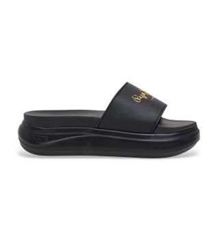 Pepe Jeans para mujer. PLS700001 Sandalias Bella Log negro (36), Plano, Ninguno, Beachwear, Poliuretano