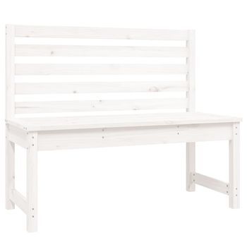 Banco De Jardín | Banco De Exterior | Silla De Jardín Madera Maciza De Pino Blanco 109 Cm