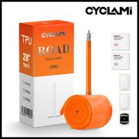 camara de aire para bicicleta 700c cyclami valvula francesa color naranja super ligera para bicicleta de carretera ciclismo neumatico ultraligero de tpu longitud 45 65 85 mm camara fv