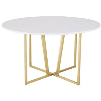 Mesa de comedor redonda en mármol blanco Ø 130 cm