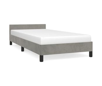 Estructura de cama con cabecero terciopelo gris claro 90x190 cm