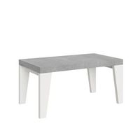mesa extensible 90x160264 cm naxy mix tapa cemento patas fresno blanco
