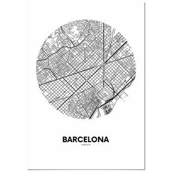 Panorama Cartón Pluma Mapa Circulo De Barcelona 70 X 100 Cm | Impreso En Cartón Pluma De Alta Calidad | Cuadros Decoración Salón | Cuadros Para