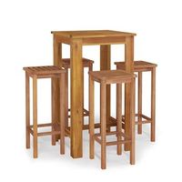 conjunto mesa y taburetes altos muebles jardin 5 uds madera maciza acacia