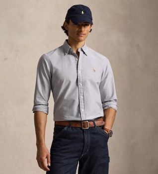 Polo Ralph Lauren para hombre. 710805562500 La icónica camisa oxford azul (L), Casual, Algodón, Manga larga